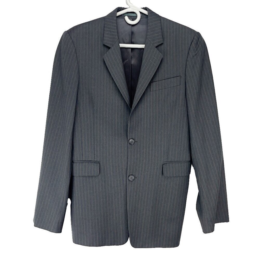 PHILIPPE DUBUC Wool Single Breasted Light Red & Gray Stripes Gray Blazer Size 38